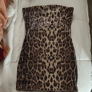 Missguided Leopard Print Sequin Dress